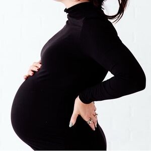Black Long Sleeve Maternity Dress